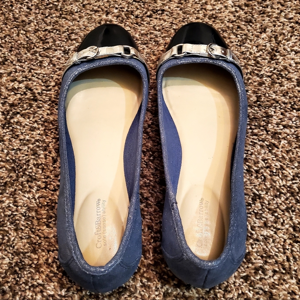 Croft & Barrow Comfort Ballet Flats 9 M Blue Sparkle; Strap, Cap Toe Accents